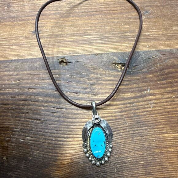 No Brand Jewelry - Justin Morris signed Turquoise Sterling Pendant